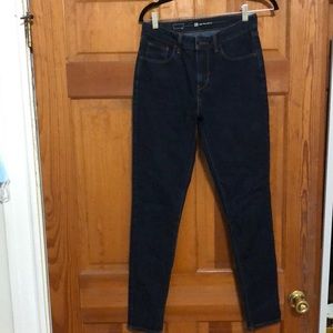 Dark wash high rise skinny Levi jeans